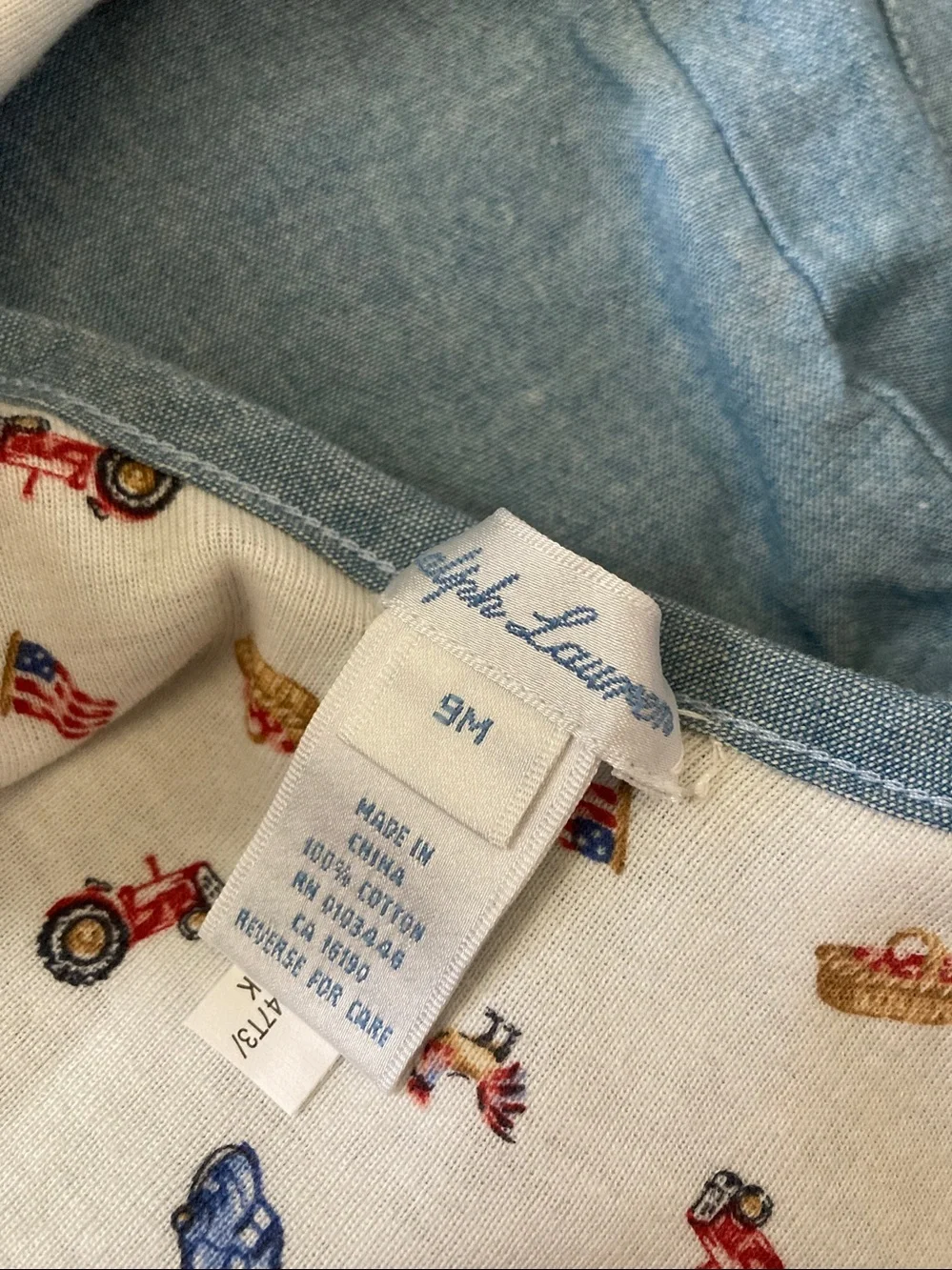 Vtg Ralph Lauren reversible chambray baby jacket, 9M.